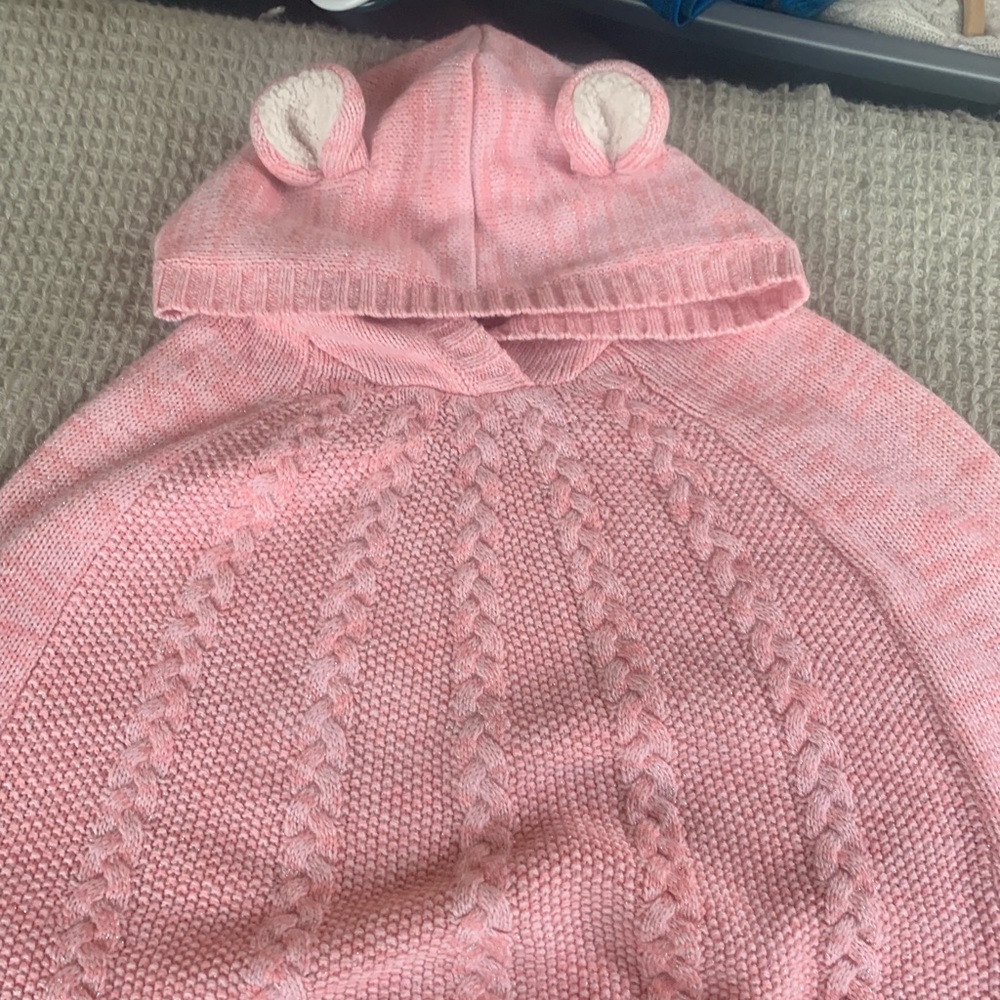 Little girl poncho with ears on hood